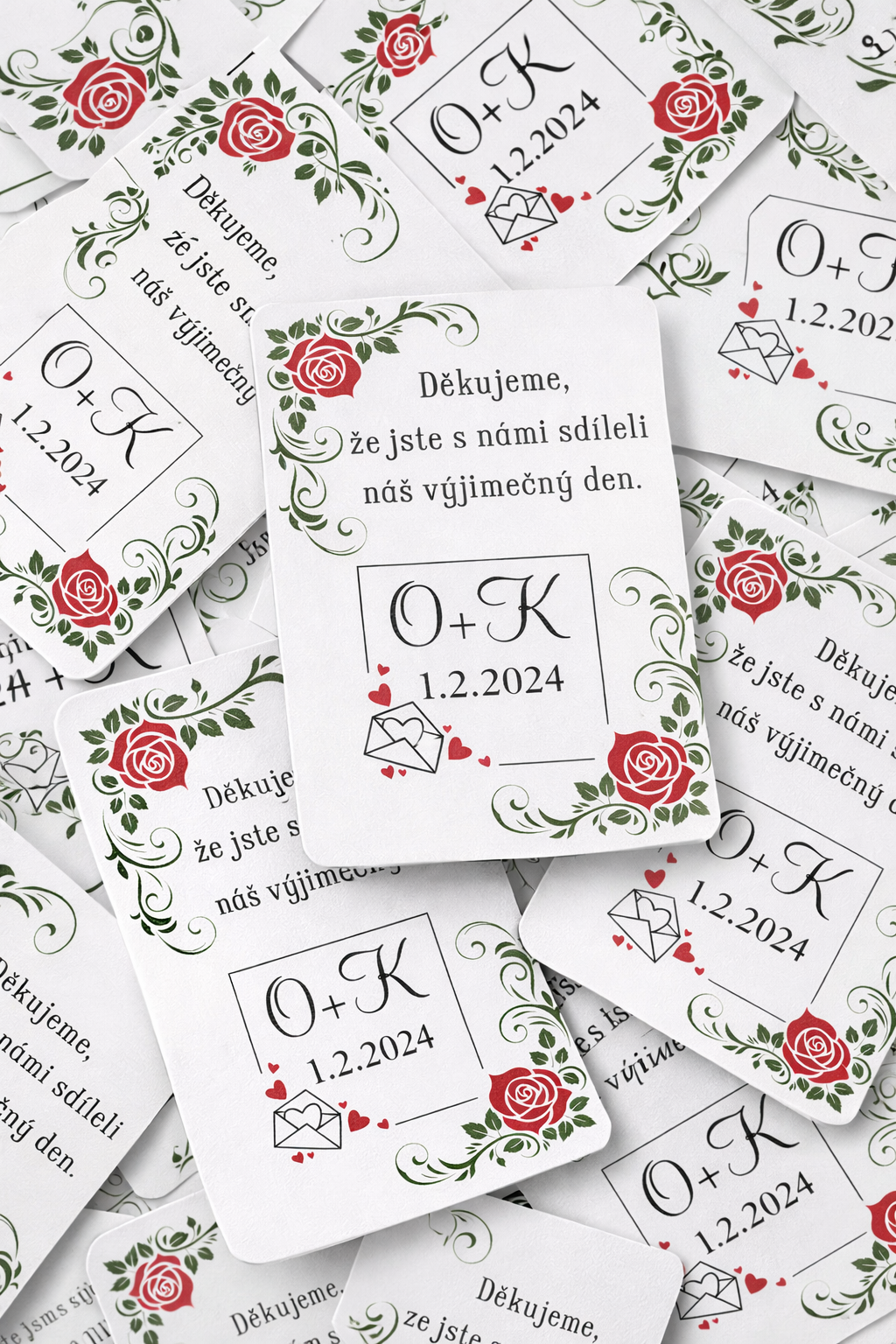 Děkovná kartička - Růže lásky