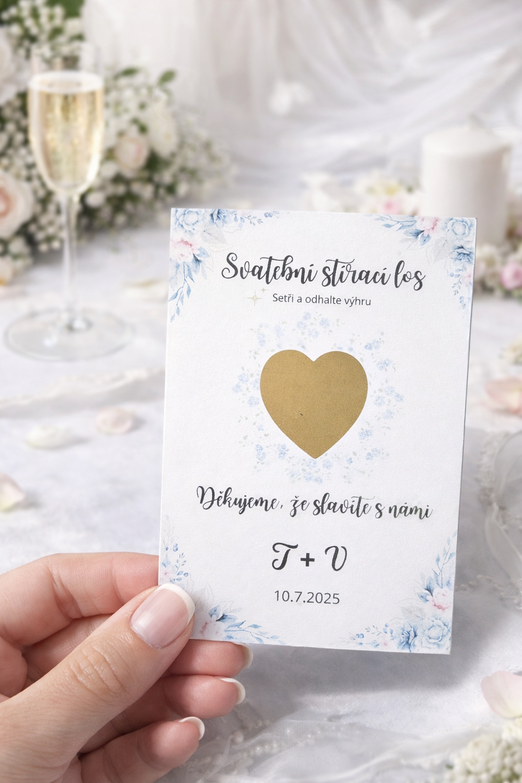 Svatební stírací los - Modrá romance