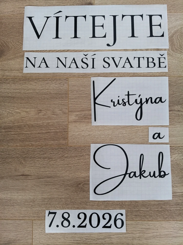 Elegantní polep na zrcadlo - jména+ datum