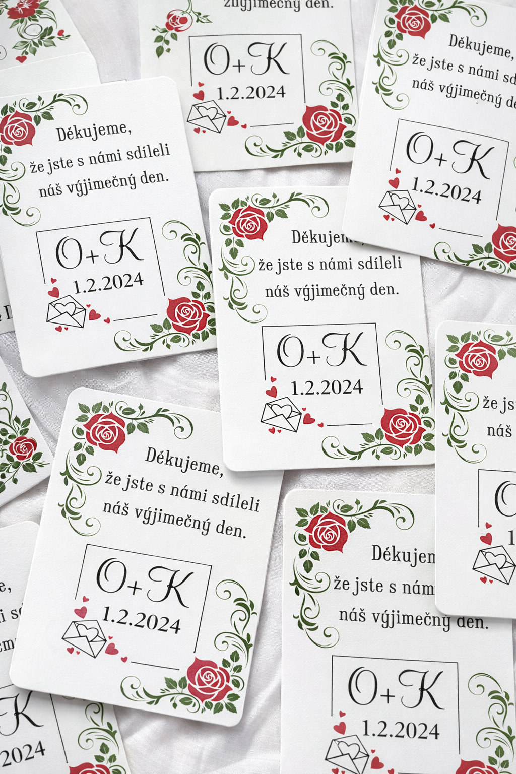 Děkovná kartička - Růže lásky