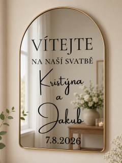 Elegantní polep na zrcadlo - jména+ datum